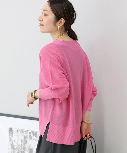 Aletta vita uvカット カーディガン UV加工ガーター編みVネック長袖