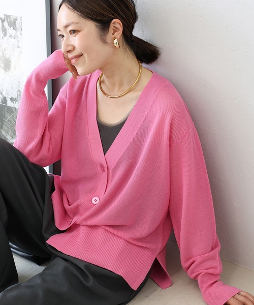 Aletta vita uvカット カーディガン UV加工ガーター編みVネック長袖