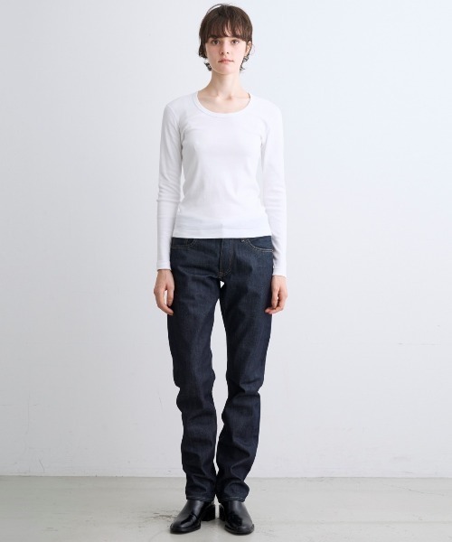 「three dots」 長袖カットソー MEDIUM グレー レディース_画像4