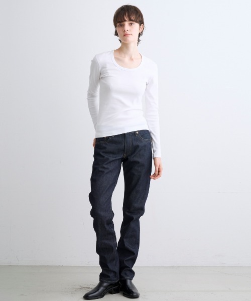 「three dots」 長袖カットソー MEDIUM グレー レディース_画像5