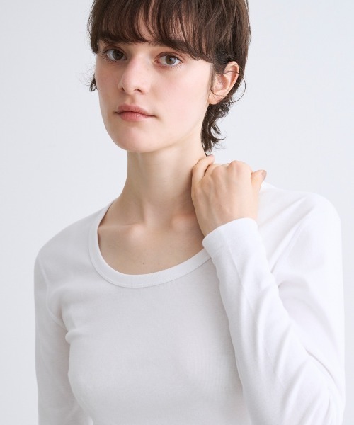 「three dots」 長袖カットソー MEDIUM グレー レディース_画像6