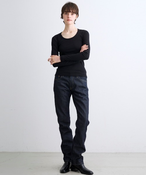 「three dots」 長袖カットソー MEDIUM グレー レディース_画像7