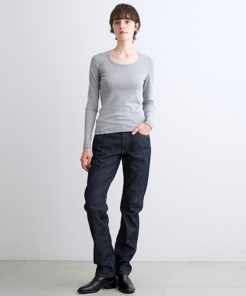 「three dots」 長袖カットソー MEDIUM グレー レディース_画像8