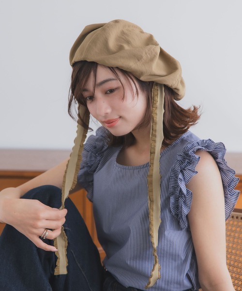 polcadot（ポルカドット） 帽子 ベレー帽 ナチュラルリボンベレー帽
