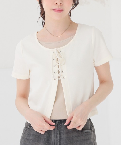 Honeys（ハニーズ） tシャツ 半袖 レイヤード風トップス レディース