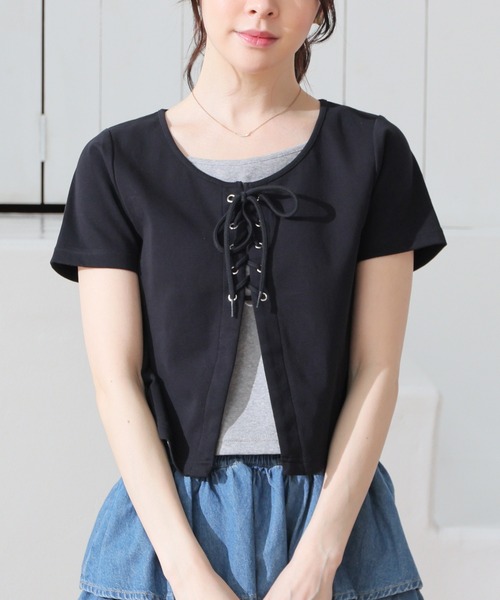 Honeys（ハニーズ） tシャツ 半袖 レイヤード風トップス レディース