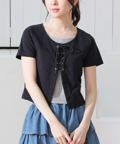 Honeys（ハニーズ） tシャツ 半袖 レイヤード風トップス レディース