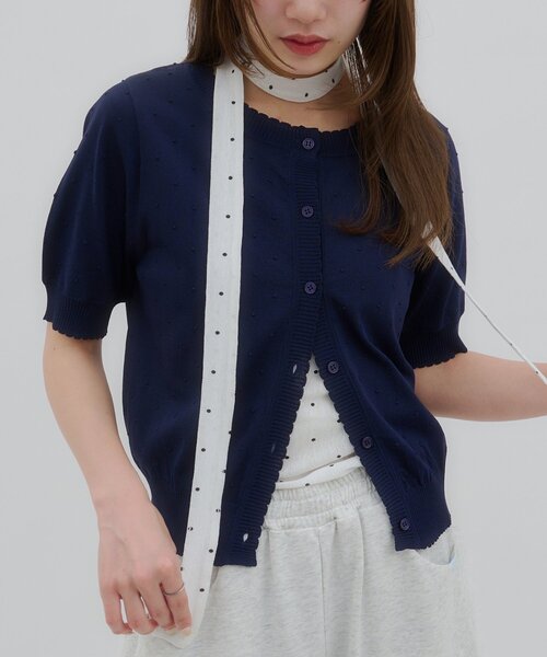 Discoat（ディスコート） カーディガン 半袖 「umm.」ドットジャガード