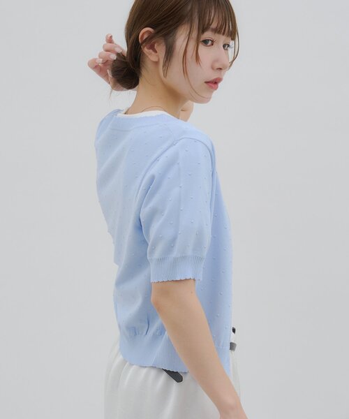 Discoat（ディスコート） カーディガン 半袖 「umm.」ドットジャガード