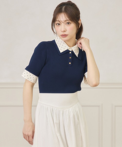 Ambre Neige（アンブルネージュ） ニット セーター dot collar polo