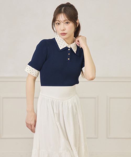 Ambre Neige(アンブルネージュ) ニット セーター dot collar polo Ambre Neige(アンブルネージュ) ニット セーター dot collar polo