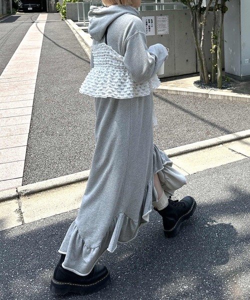 「Alley by w closet」 長袖ワンピース FREE グレー レディース_画像9