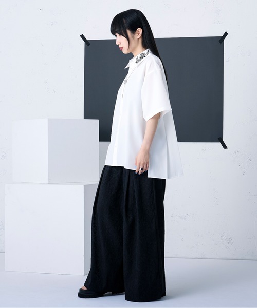 「Ellno Loset」 半袖シャツ MEDIUM ブラック メンズ_画像2