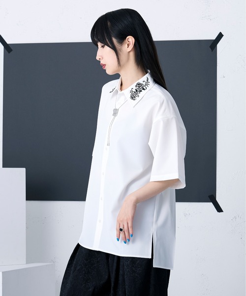 「Ellno Loset」 半袖シャツ MEDIUM ブラック メンズ_画像6