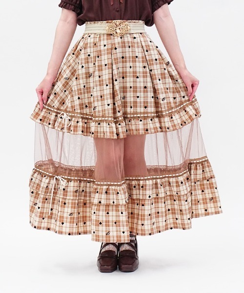 axes femme POETIQUE ロング スカート トランプ柄フロッキーPT