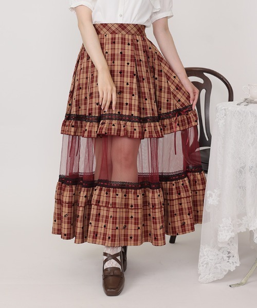 axes femme POETIQUE ロング スカート トランプ柄フロッキーPT