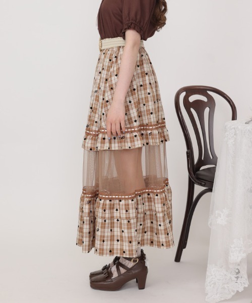 axes femme POETIQUE ロング スカート トランプ柄フロッキーPT