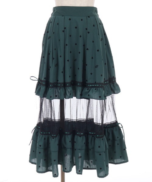 axes femme POETIQUE ロング スカート トランプ柄フロッキーPT