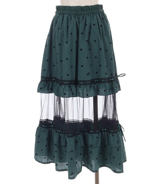 axes femme POETIQUE ロング スカート トランプ柄フロッキーPT