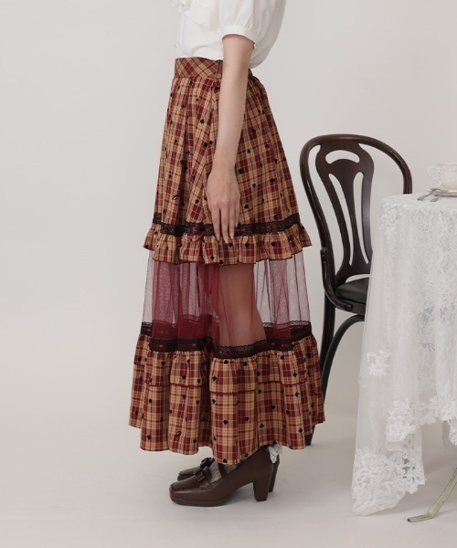 axes femme POETIQUE ロング スカート トランプ柄フロッキーPT