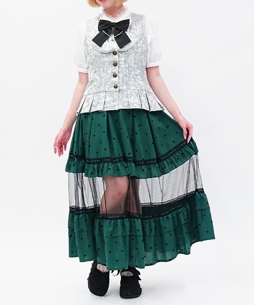 axes femme POETIQUE ロング スカート トランプ柄フロッキーPT