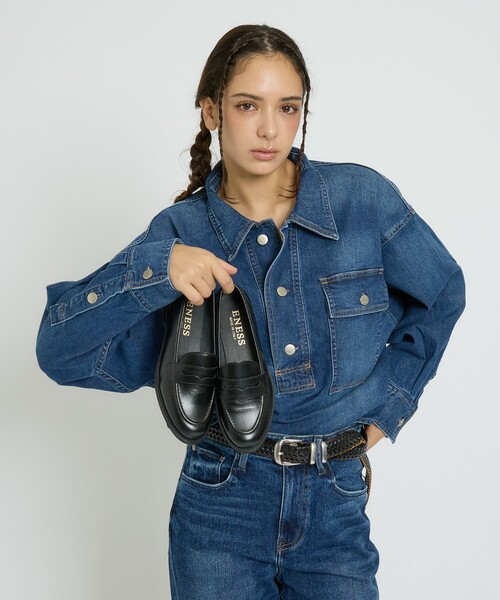 超美品 ENESS エネス ローファー 38 ブラック 黒 レザー 本革 eness（エネス） ローファー 「ENESS/エネス」カウレザー コイン