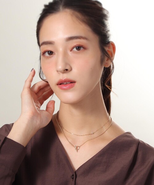 ネックレス K10ボール×PCチェーン セパレートマンテルネックレス レディースの画像