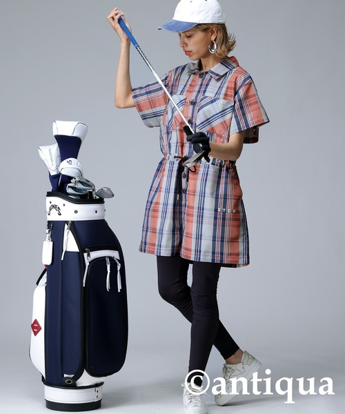 ANTIQUA GOLF STCH レトロチェック柄サロペット サロペット antiqua（アンティカ） サロペット オーバーオール 「STCH」レトロ