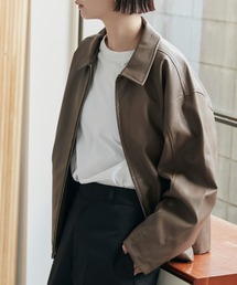 andme（アンドミー） ブルゾン アウター 合成皮革オーバーサイズダブル