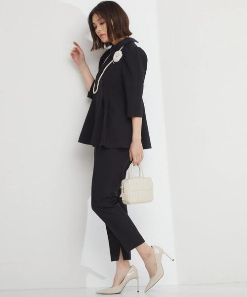 シャツ ブラウス 衿付きウエストシェイプトップス レディース  