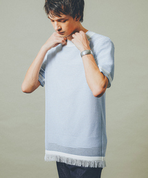 5351 Pour Les Hommes カットソー シルバー サイズ2 5351 POUR LES HOMMES tシャツ フリンジ ニットTシャツ メンズ