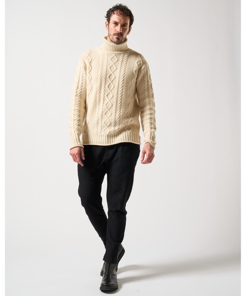 wjk セーター ニット plating cable knit turtle メンズ : ZOZOTOWN