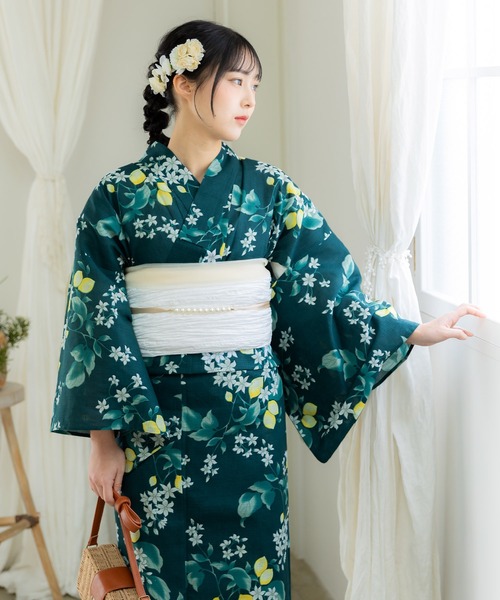 よっち。新品・未使用　婦人浴衣3点　Ｆサイズ KIMONOMACHI 浴衣 セット レディース 大人 浴衣セット 浴衣3点