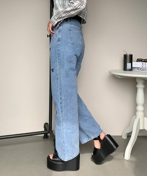 non-hedge（ノンヘッジ） ジーンズ デニム デニムパンツ リボン刺繍