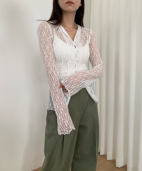 ブラウス シャツ 「DIDOT.」スリムラインレースブラウス レディース Didot.showroom ブラウス シャツ 「DIDOT.」スリムラインレース