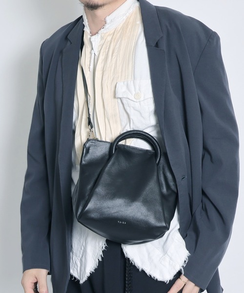 YArKA ハンドバッグ 「YArKA/ヤーカ」real leather fold and bend tuck