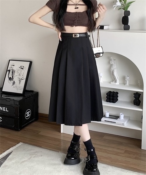 FREE STYLISTS ロング スカート フロントプリーツロングスカート