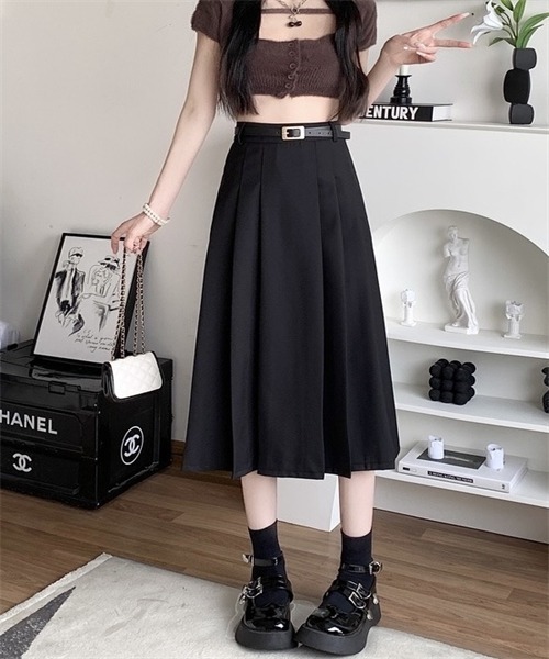 FREE STYLISTS ロング スカート フロントプリーツロングスカート