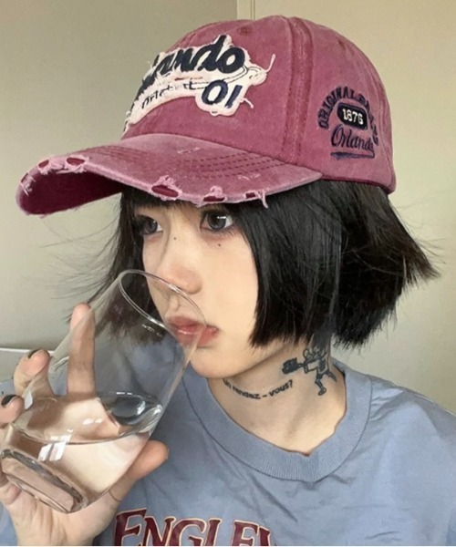 LADY LIKE キャップ 帽子 ロゴワッペンヴィンテージキャップ
