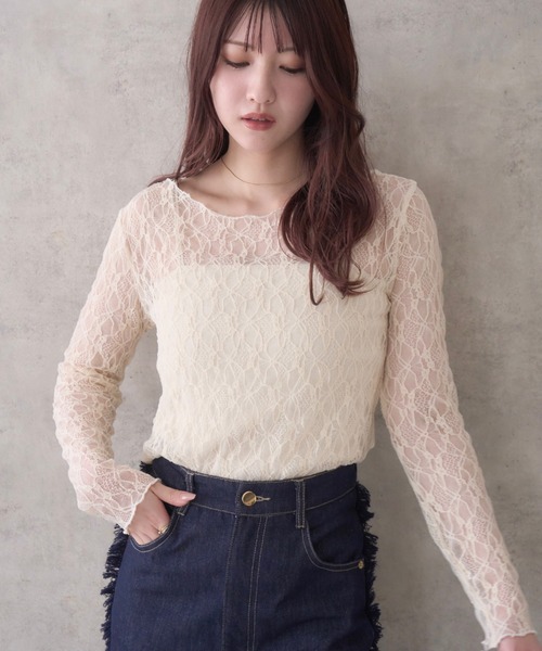noasanno レーストップス mellowneon ブラウス シャツ レーストップス/レースブラウス/レース