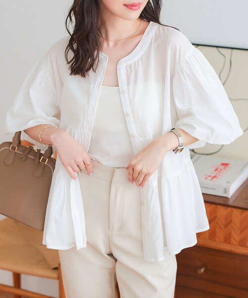ブラウス シャツ 「GURTWEIN/ガーウィン」iconic bat sleeve shirt/レイヤードスリーブブラウス レディース シャツブラウス レディース 長袖[品番：KH000009168]｜VIVID