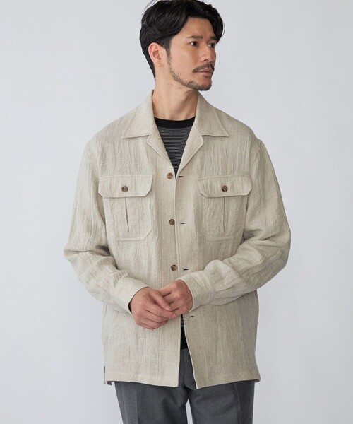 SHIPS(シップス) シャツ SHIPS: リネン ウール オーバーシャツ SHIPS(シップス) シャツ SHIPS: リネン ウール オーバーシャツ