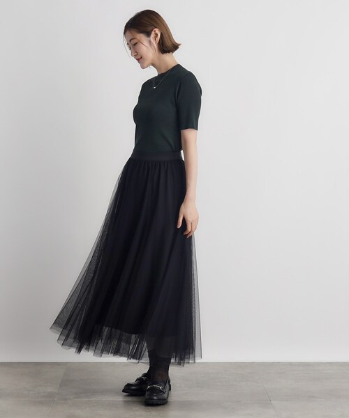 チュールスカート grove（グローブ） スカート 無地アソートチェックチュールスカート