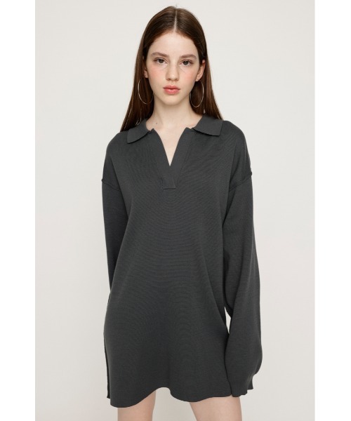 SinceThenイギリス長袖ワンピース ショートスリム SLY ワンピース COLLAR KNIT S/OP カラー ニット ショート
