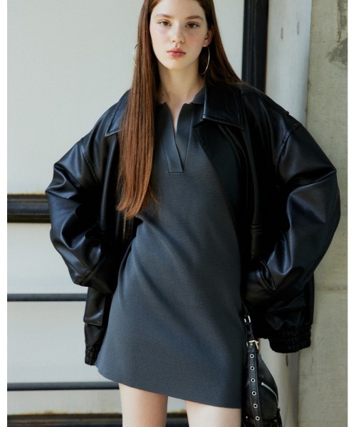 SLY  ノーカラーワンピース SLY（スライ）の「NO COLLAR STITCH SH ワンピース/ノーカラー