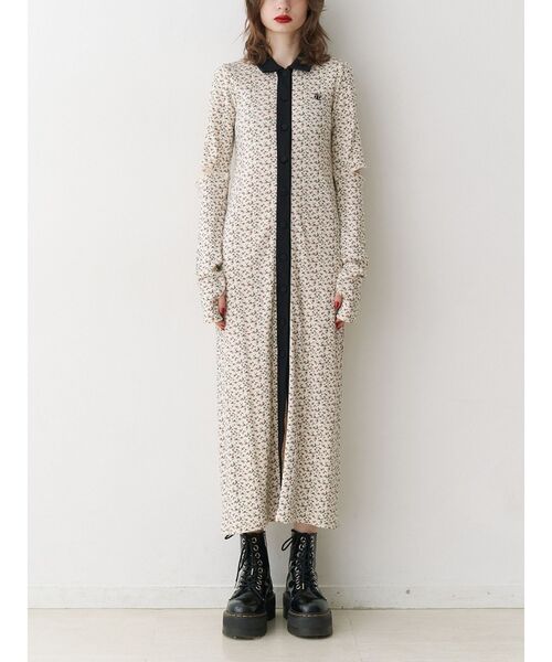 eomot様【✨極美品✨】ビアズリー◎バイカラーロングワンピース　カシミヤ混 emi+ ワンピース レイヤード風バイカラーロングワンピース