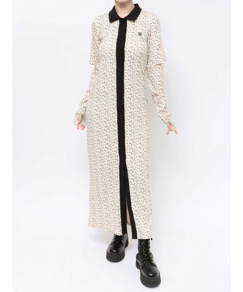 eomot様【✨極美品✨】ビアズリー◎バイカラーロングワンピース　カシミヤ混 ✨極美品✨】ビアズリー◎バイカラーロングワンピース
