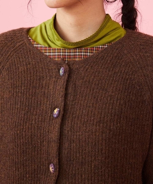 Jocomomola / ホコモモラ モヘヤニット クルーネックカーディガン Jocomomola カーディガン モヘヤニット クルーネック