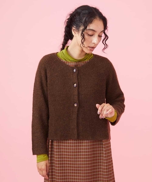 Jocomomola / ホコモモラ モヘヤニット クルーネックカーディガン モヘヤニット クルーネックカーディガン | ホコモモラ