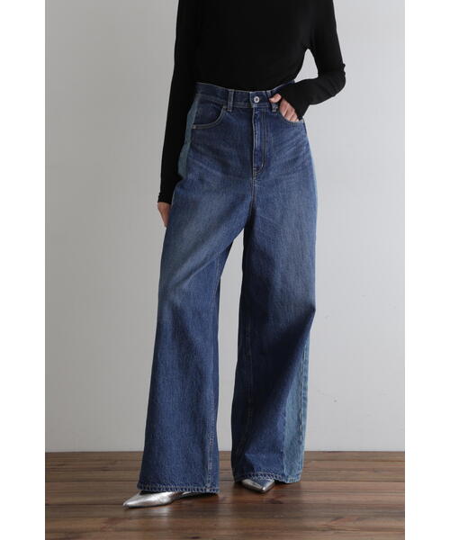 DANTON」 デニムパンツ 36 ダークインディゴブルー レディース 中古